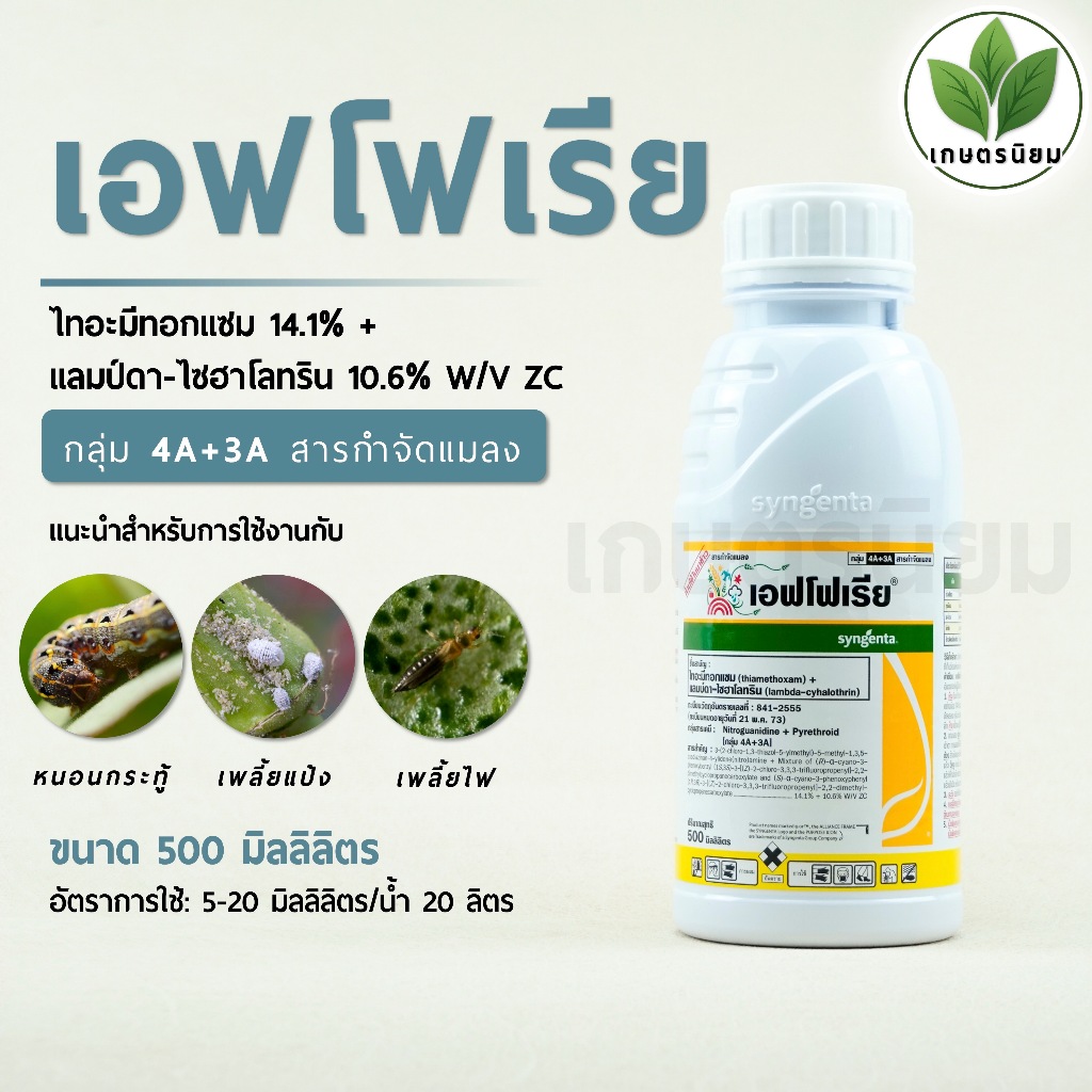 เอฟโฟเรีย (ไทอะมีทอกแซม 14.1% + แลมป์ดา-ไซฮาโลทริน 10.6% W/V ZC) 500 ซีซี