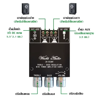 🔥แท้🔥แอมป์จิ๋ว ZK 502MT แอมจิ๋ว บลูทู ธ 5.0 ซับวูฟเฟอร์เครื่องขยายเสียง กำลังขับ 2*50W amplifier bluetooth,แอมจิ๋ว