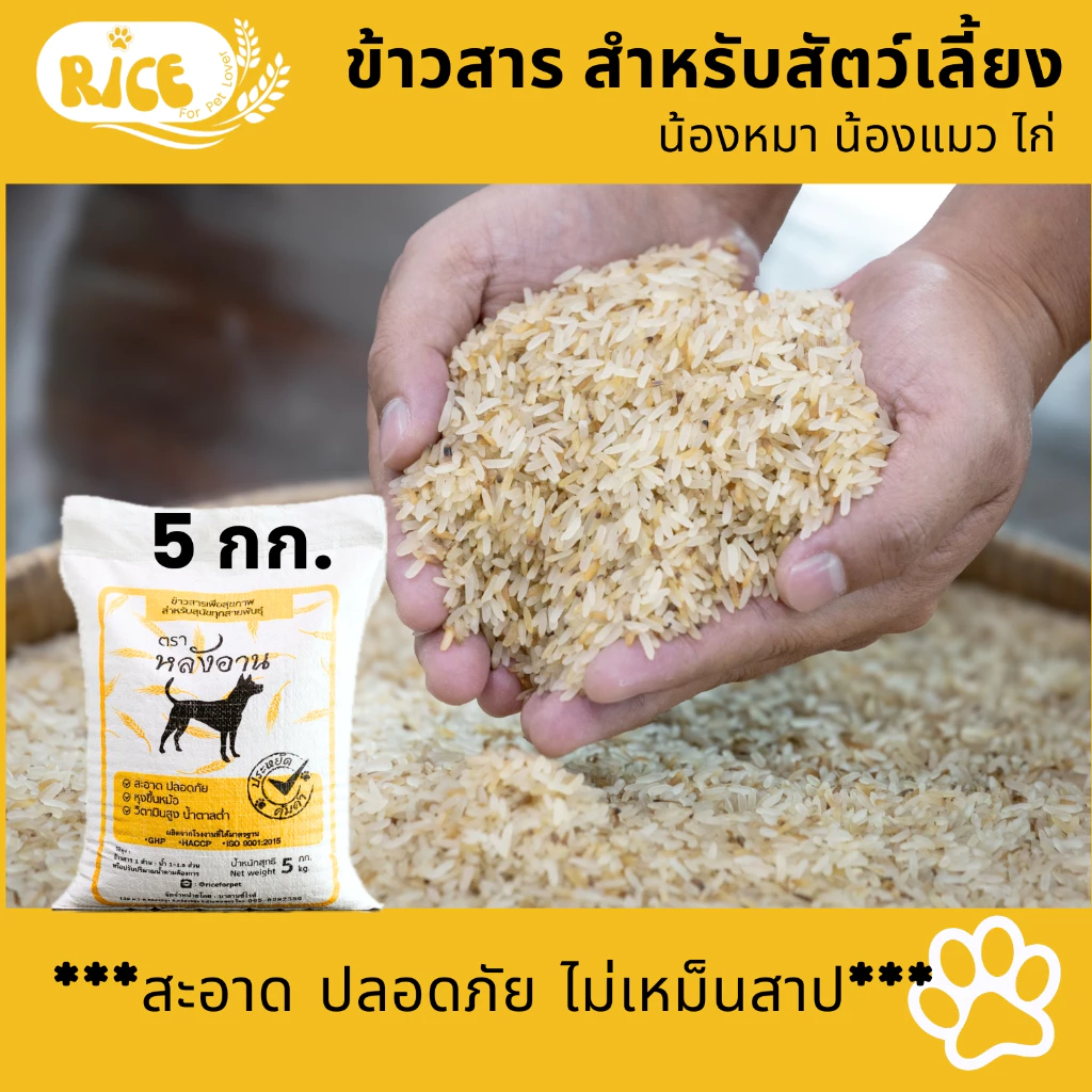 ข้าวสารสุนัข ถุง 5 กก ข้าวน้องหมา ข้าวเลี้ยงสัตว์ แมว ไก่ ราคาขายส่ง