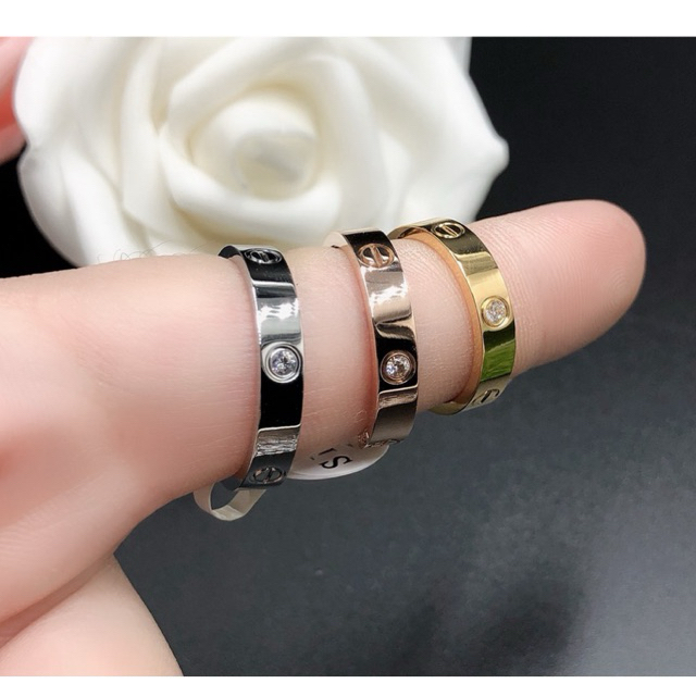 แหวน ใส่ไม่ดำ สีไม่ลอก แหวนเพชร4mm งานสแตนเลส