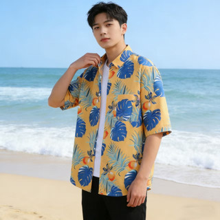 พร้อมส่ง เสื้อเชิ้ตลายดอก เสื้อฮาวาย ใส่เที่ยว ใส่เทศกาล พิมพ์ลายสวย