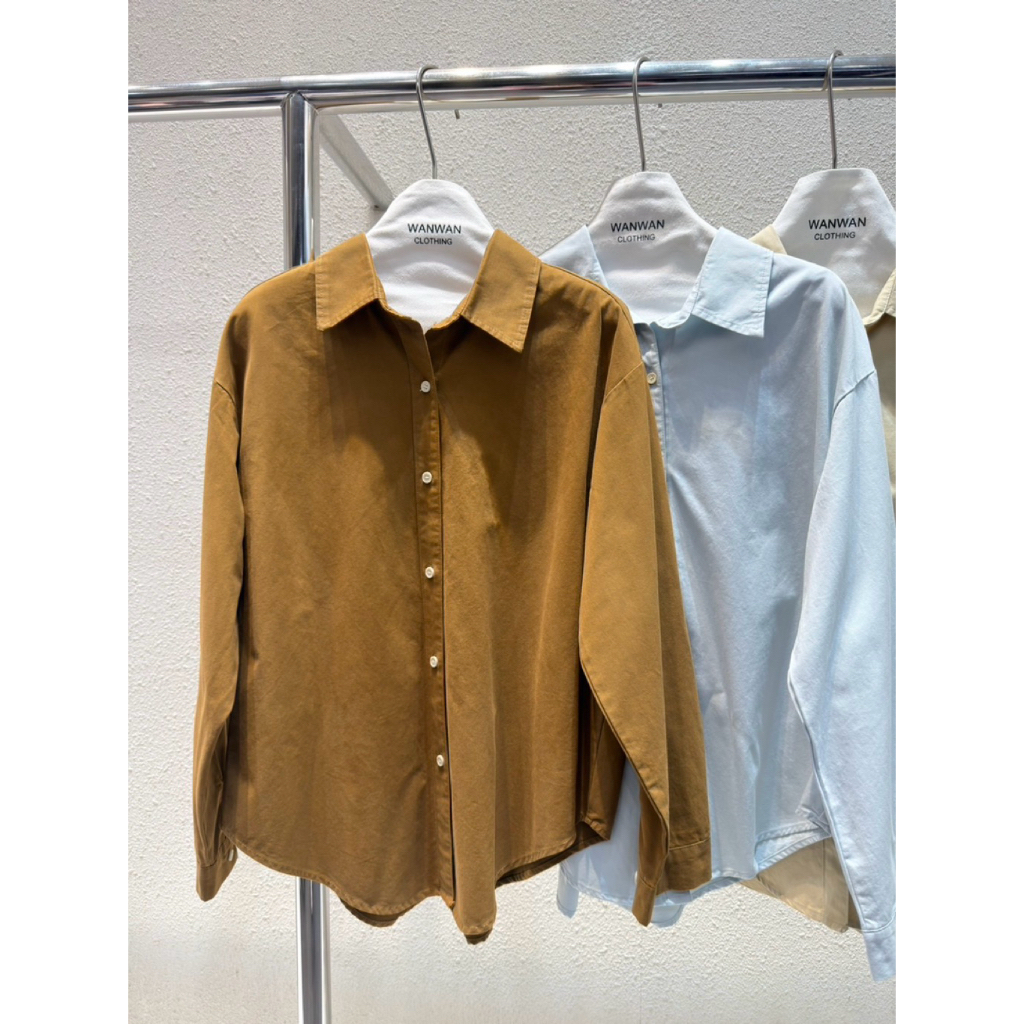 พร้อมส่งเสื้อเชิ้ตแขนยาวBasicผ้าคอตตอนพรีเมี่ยม(908)