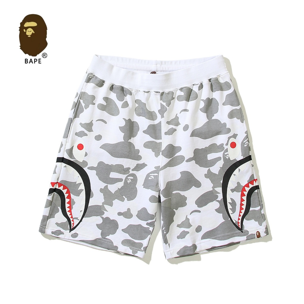 BAPE🇯🇵 ฉลามฤดูร้อนพิมพ์ลายดอกไม้กางเกงกีฬาขาสั้น