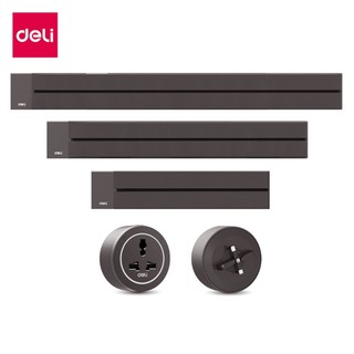 [ฟรีอแดปเตอร์Deli รางปลั๊กไฟเลื่อนได้ รางปลั๊กไฟติดพนัง กำลังไฟ8000W เคลื่อนย้ายสะดวก Power Track