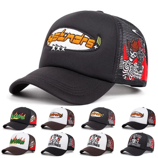 หมวกเบสบอล การออกแบบตาข่ายระบายอากาศ ปักลายตัวอักษร สไตล์เกาหลี trucker cap สําหรับผู้หญิง และผู้ชาย สามารถปรับได้ เหมาะ