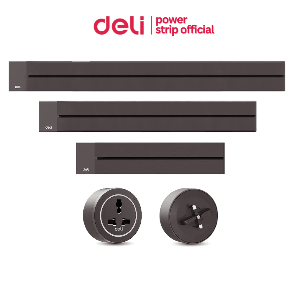 Deli รางไฟอัจฉริยะ 8000W รางปลั๊กไฟเลื่อนได้ ปลั๊กไฟไร้สาย ใช้งานสะดวก ปลอดภัย Power Track