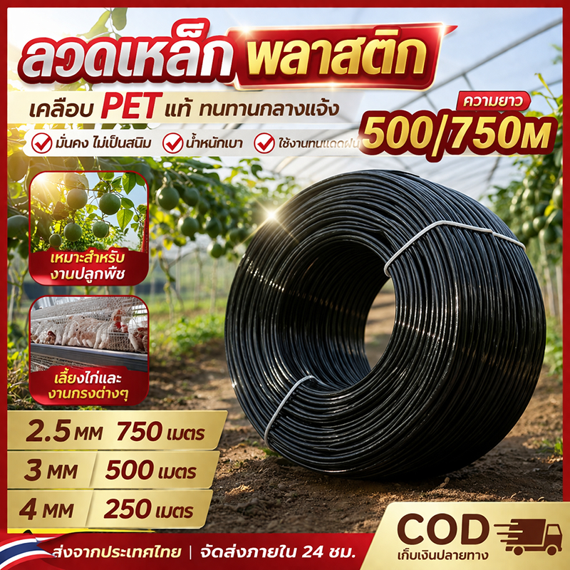 (พร้อมส่ง) ลวดPET อเนกประสงค์ ทนUV 100% ใช้มัดต้นไม้ ทำค้างมะเขือเทศ ดัดกิ่งบอนไซ ไม่ขาดง่าย ขายเป็นม้วนคุ้มค่า