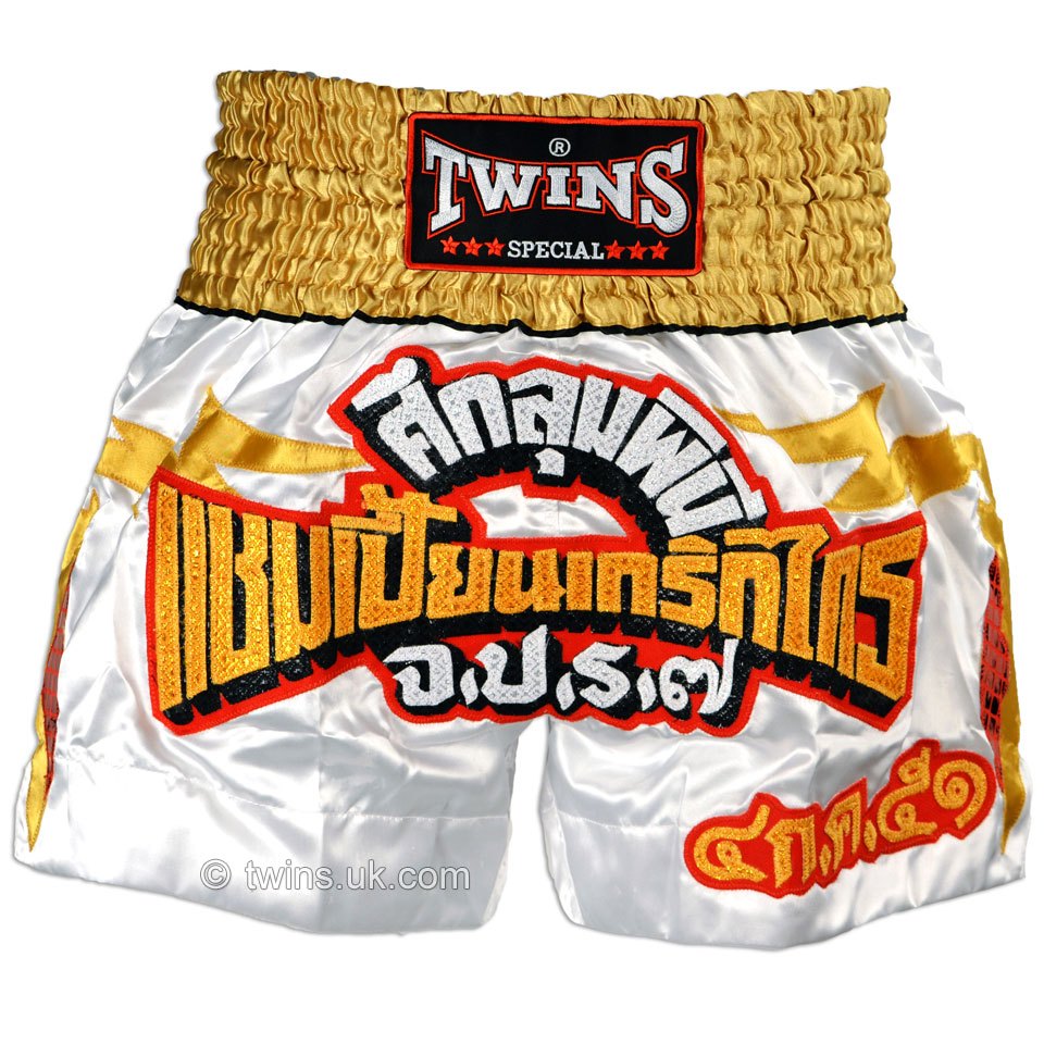 Twins Muay Thai Shorts White กางเกงมวยไทย