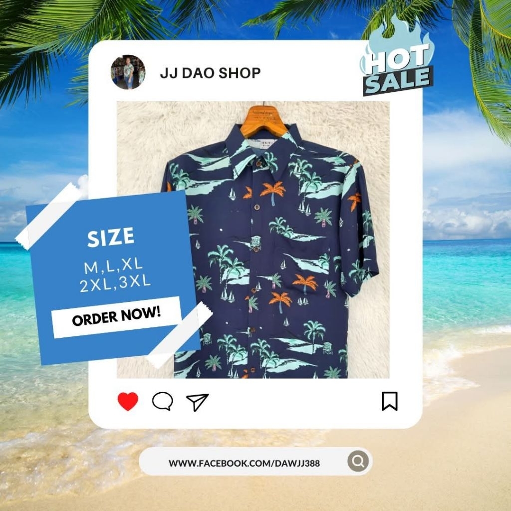 #3 เสื้อฮาวาย  hawaii ผ้าสปัน  JJ.Dao Shop