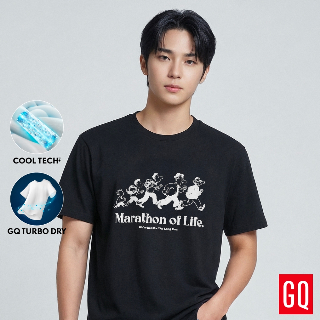 GQ Cool Tech™ T-shirt Print In Motion เสื้อยืดคอกลมผ้าเย็นทั้งตัวสกรีนลายพิเศษ