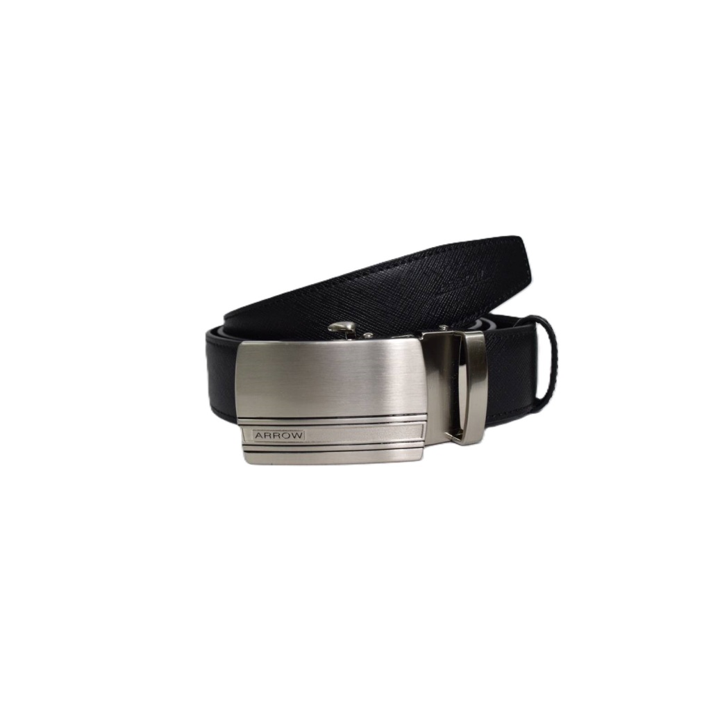 ARROW เข็มขัดผู้ชาย หัวออโต้ล็อค  Auto Belt (หนังวัวแท้จากอิตาลี) สีดำ รุ่น MYCB617