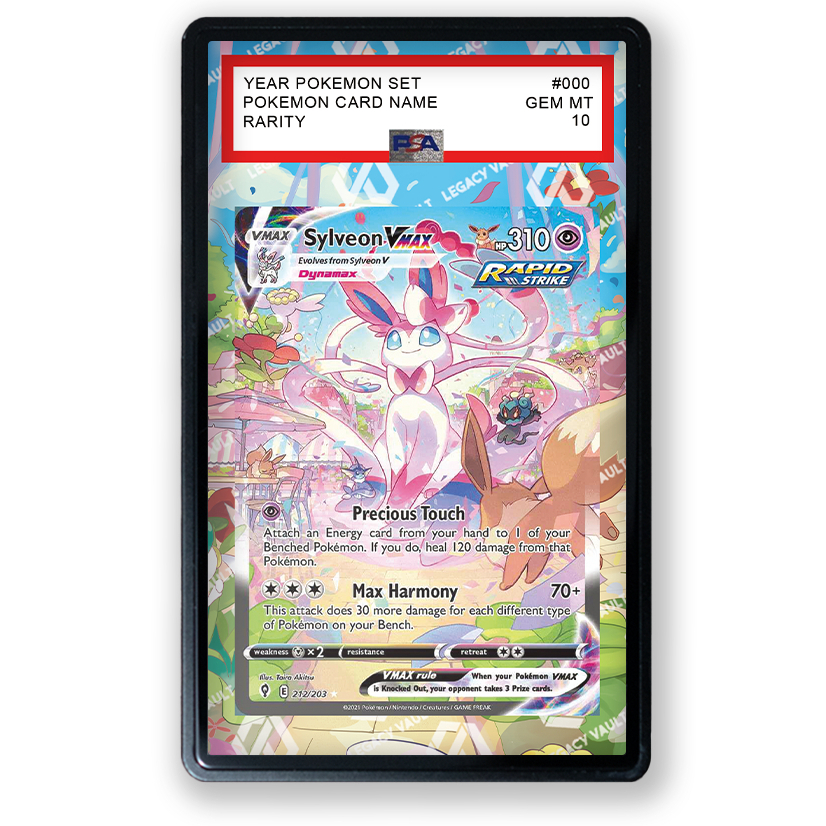 Sylveon VMAX #212 Pokemon Evolving Skies / #93 Pokemon Japanese Eevee Heroes Extended Art For PSA