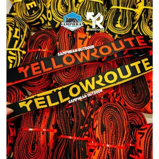 🔥รุ่นใหม่🔥ชุดเชือกแบน Yellow Route พร้อมตัวรั้งเชือกอลูมิเนียมอย่างดี ยาว 4.8 เมตร(พร้อมส่ง)
