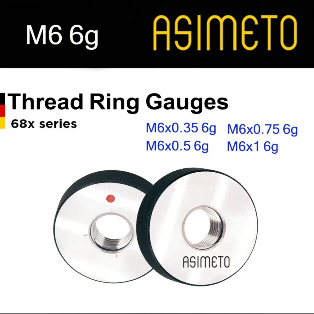 Asimeto Thread ring gauge สกรูริงเกจ M6x0.35, M6x0.5, M6x0.75, M6x1 6g
