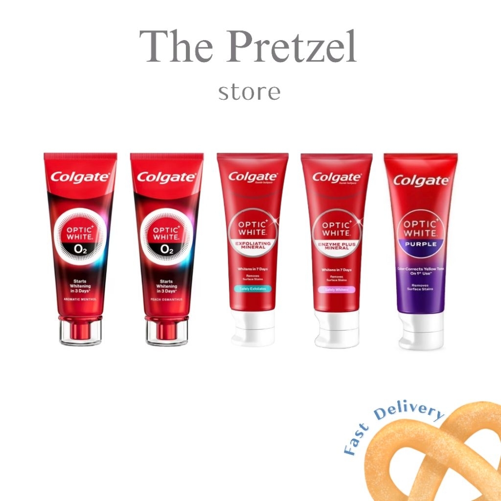 คอลเกต อ๊อพติค ไวท์ โอทู พีช เมนทอล ม่วง มิเนรัล Colgate Optic white O2 Purple mineral peach menthol