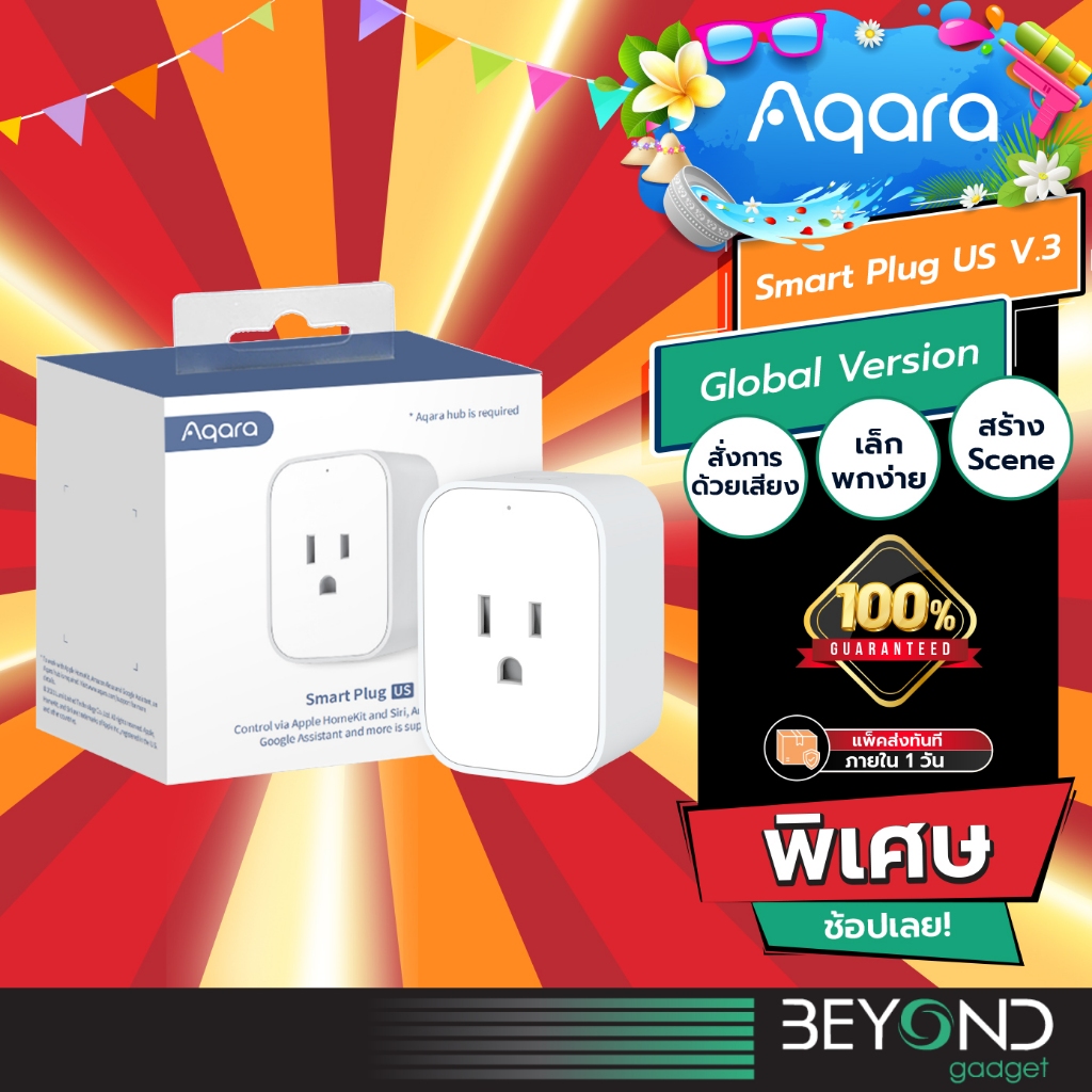รุ่นใหม่❗️ AQARA Smart Plug USV.3 ปลั๊กอัจฉริยะ ปลั๊ก Wifi สั่งงานด้วยเสียง บ้านอัจฉริยะ Apple HomeK