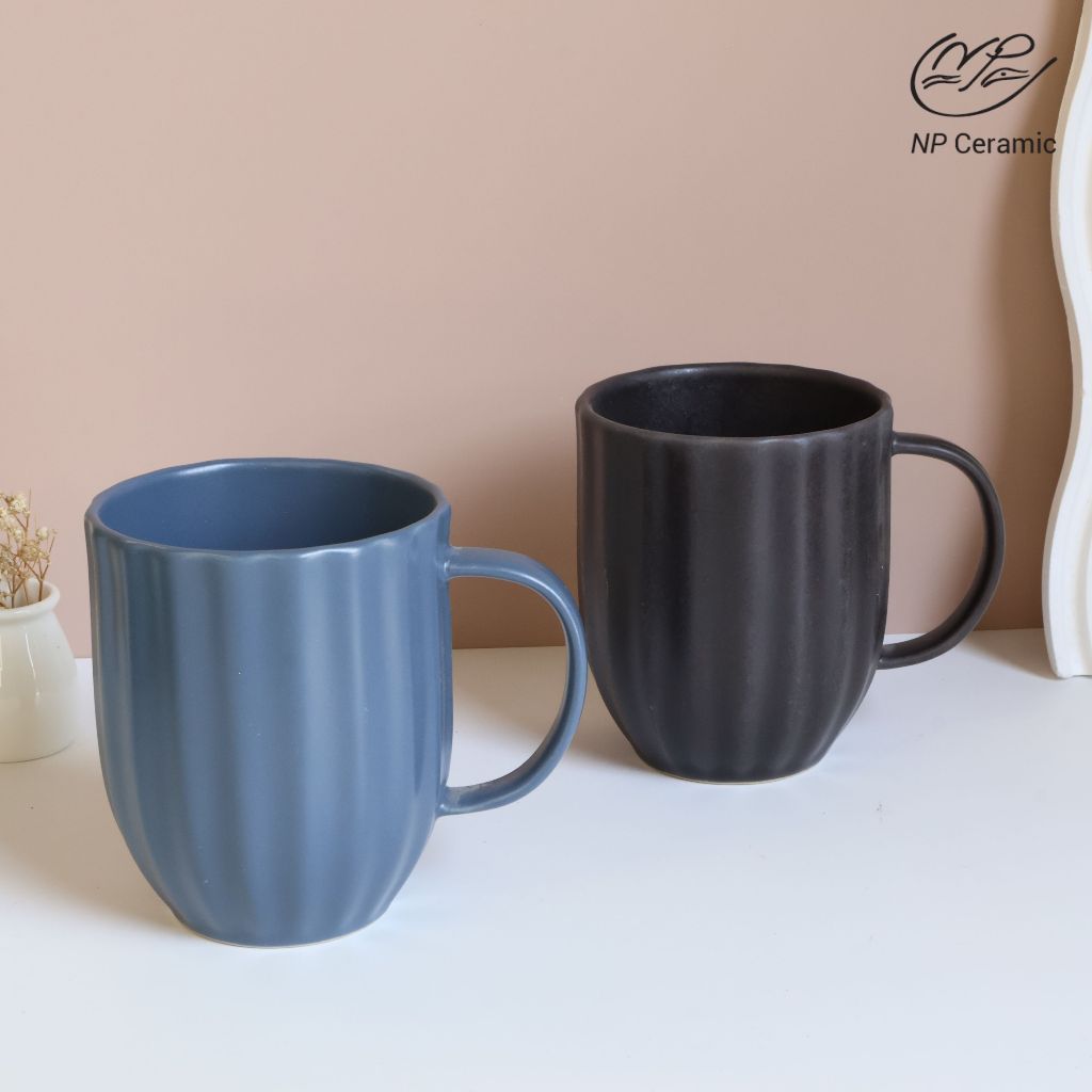 [ลดสูงสุด 80%] NP Ceramic แก้วเซรามิค แก้วมัค 14 oz สีดำด้านและสีน้ำด้าน