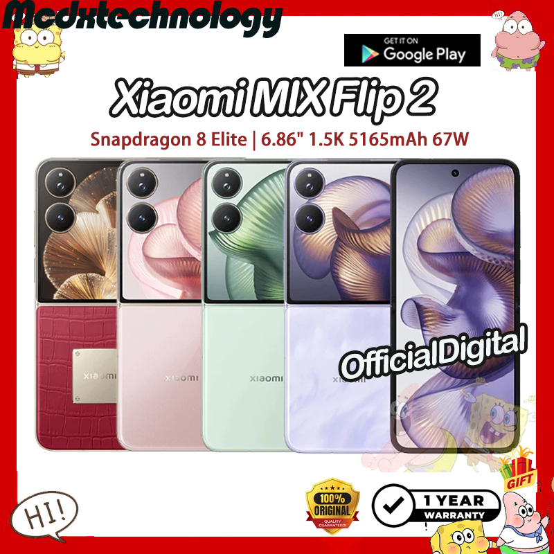Xiaomi MIX Flip 2 Snapdragon 8 Elite 6.86" 1.5K Foldable LTPO 5165mAh 67W Xiaomi MIX Flip2 | สนับสนุน Google & ไม่มีไทย