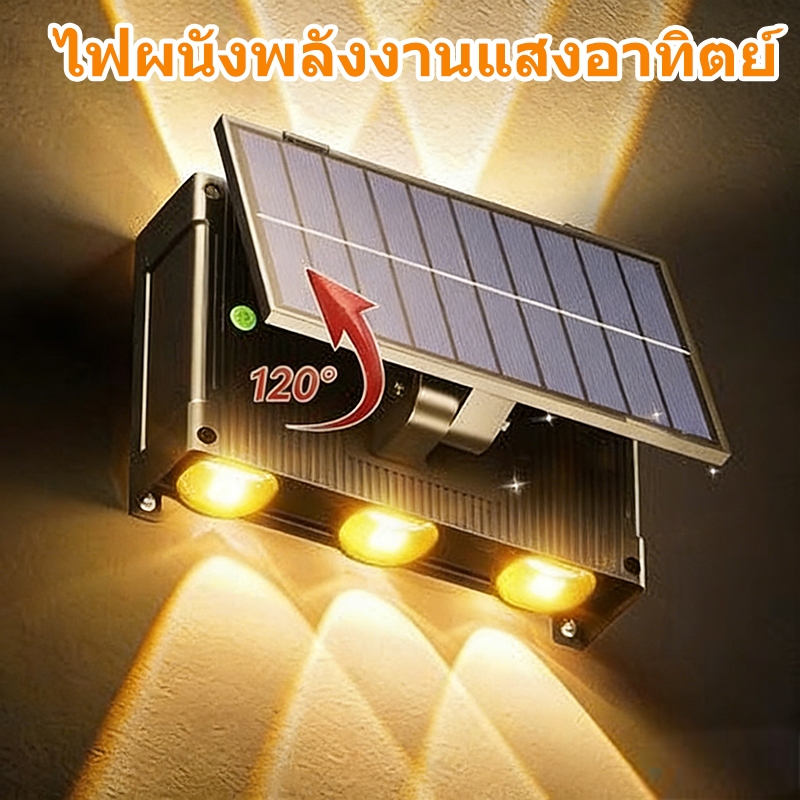 【พร้อมส่งจ้า】โคมไฟผนังโซล่าเซลล์ กันน้ำกลางแจ้ง ชาร์จอัตโนมัติ มีเซ็นเซอร์ตรวจจับอัตโนมัติ เหมาะสำหรับวิลล่า สวน และระเบ