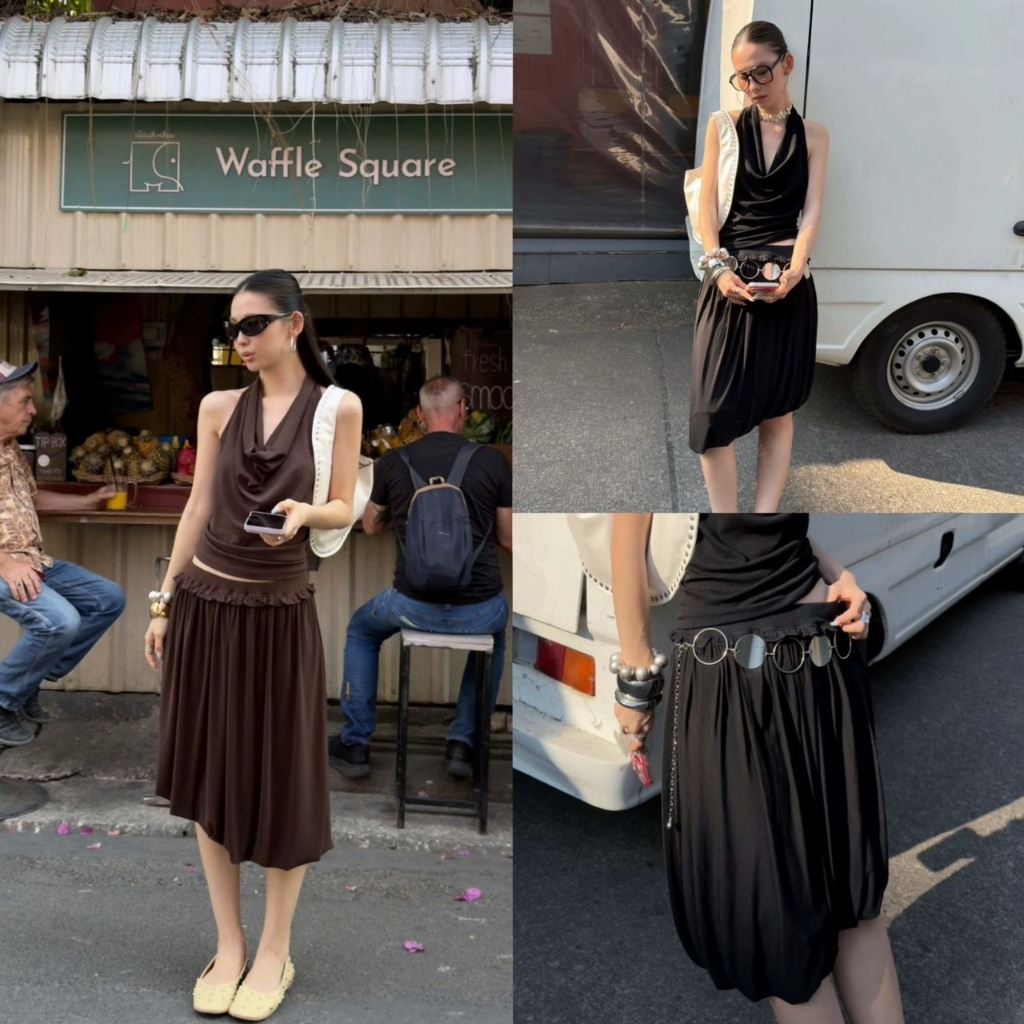 LOON SKIRT กระโปรงดีเทลเก๋ TAG MM FISH 🇰🇷