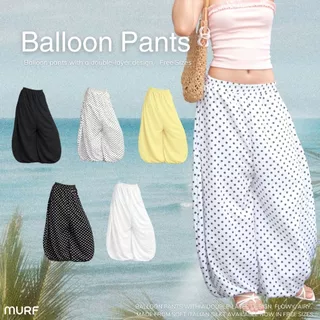 MURF Balloon Pants | กางเกงบอลลูน ผ้า2ชั้น ขากอง ทรงสวย ใส่ได้ทุกวัน คาเฟ่ ทะเล ผ้าไหมอิตาลีนุ่ม ใส่สบาย |MURF.BKK| B206