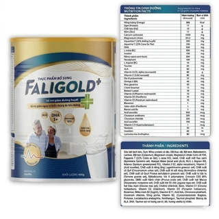 FALI-GOLD PLUS + นม Vanilla รสชาติ [400 & 650 กรัม] อาหารเสริมสำหรับผู้ป่วยเบาหวาน