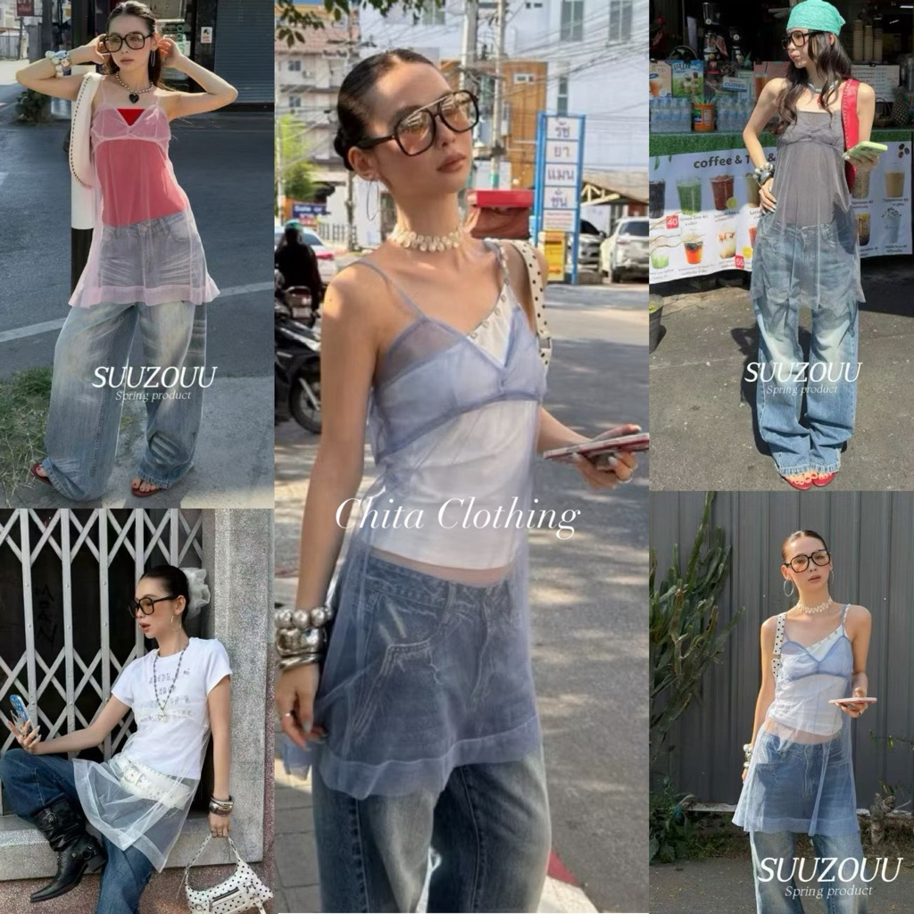 📍พร้อมส่ง📍26C116 su116LUMA SHEER DRESS  เดรสสายเดี่ยวผ้าซีทรูสุดละมุน เป็นไอเท็มที่ใส่เป็นเลเยอร์ Tag MM fish🇰🇷🇰🇷