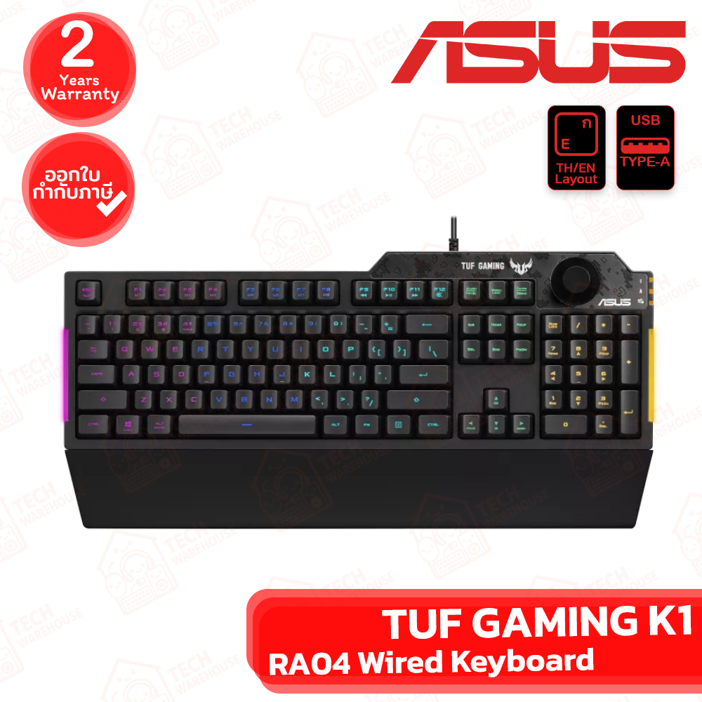Asus TUF Gaming K1 Wired Gaming Keyboard คีย์บอร์ดเกมมิ่ง มีสาย ของแท้ ประกันศูนย์ 2ปี