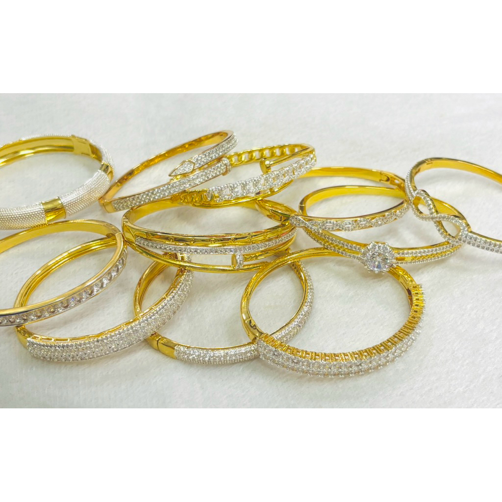 สร้อยข้อมือ สี24K ทองเหลืองชุบทอง การชุบด้วยเลเซอร์ไม่ลอกไม่ดำ สามารถใส่อาบน้ำได้