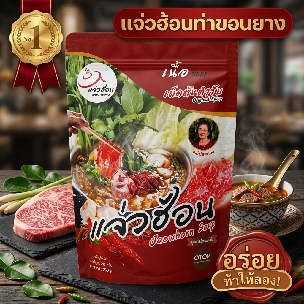 แจ่วฮ้อนท่าขอนยาง+น้ำจิ้มในซอง รสเนื้อเผ็ดต้นตำหรับ น้ำซุปแจ่วฮ้อน แจ่วฮ้อน ขนาด 250 กรัม✨