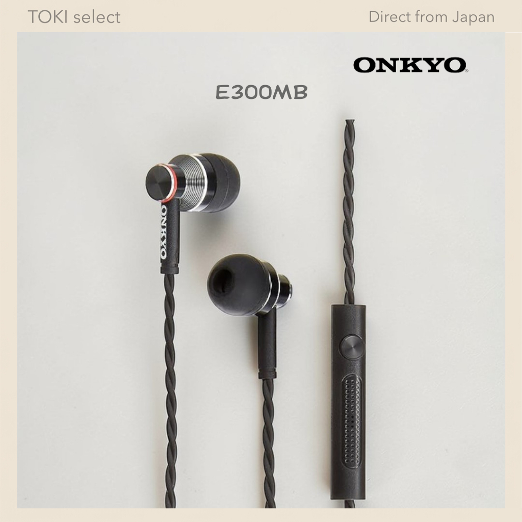 ONKYO E300M Earphones Semi Open Wired Mic Earbuds 3.5mm Music Call White Black