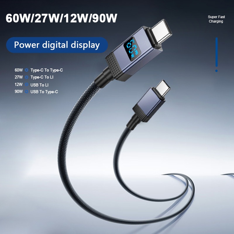 hoco. X118 สายชาร์จเร็ว มีจอแสดงผลกำลังไฟ 90W/27W/12W/60W ใช้ได้กับทุกรุ่น สายถักไนลอน ทนทานไม่หักง่าย รับประกัน 1 ปี ราคา ถูกที่สุด ดีลบีเคเค แกลเลอรีภาพที่ 2