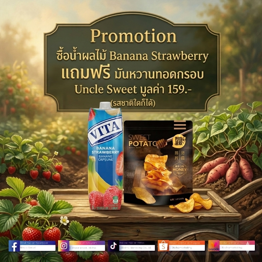 โปรโมชัน 1 แถม 1 (แถมมันหวานUncleSweet)น้ำผลไม้ วีต้า 1000มล. (VITA BRAND) Pure juice 1000ml