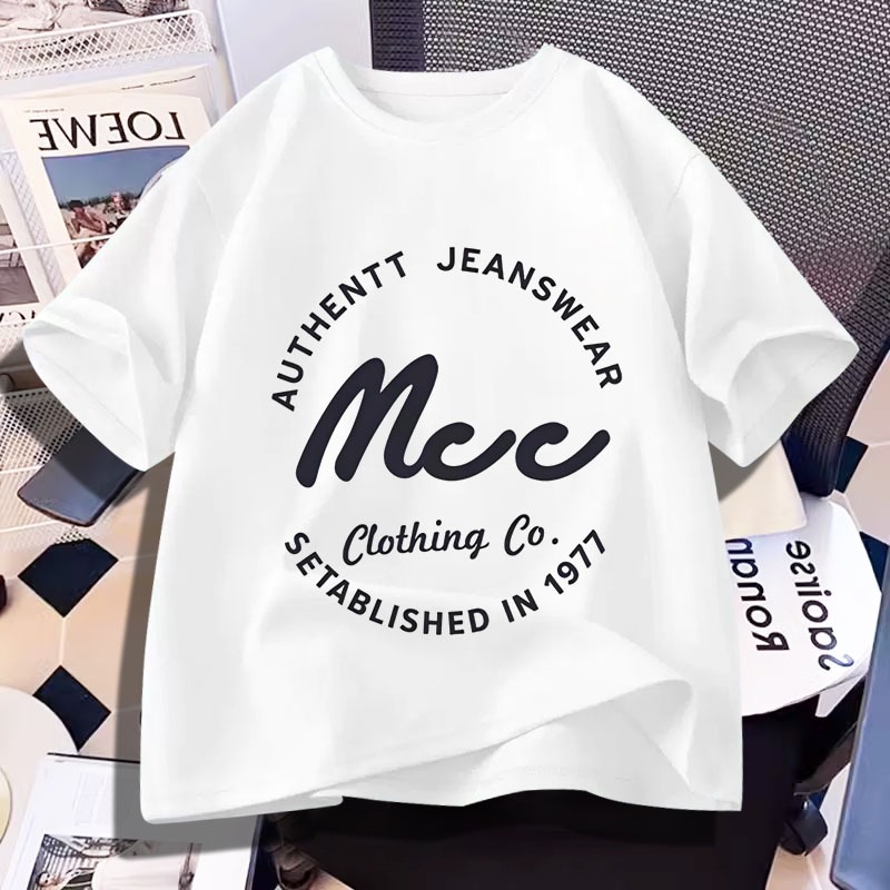 D1389เสื้อยืดแขนสั้น ใส่ได้ทั้งชายและหญิง ลายแฟชั่นสวย