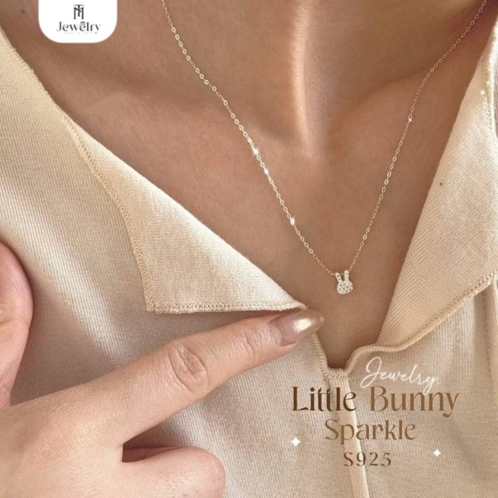 TM Jewelry✨ สร้อยคอเงินแท้ 92.5% รุ่น Little Bunny Sparkle 🐰💎จี้กระต่ายน้อยดีไซน์น่ารัก ประดับคริสตัล สร้อยคอผู้หญิง