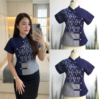 เสื้อ คอจีน (ทูโทน) ลายใหม่