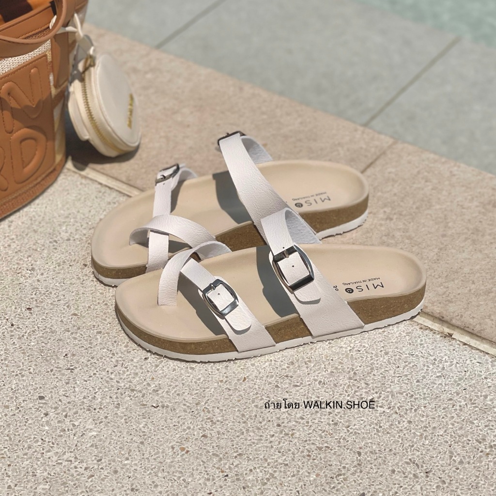(ผลิตในไทย ช่างคนไทย100%) เบอร์ 36-42 MISO BY WALKIN.SHOE รองเท้าไขว้โป้ง 2 เข็มขัด หนังนิ่ม พื้นนุ่ม รุ่น RIO