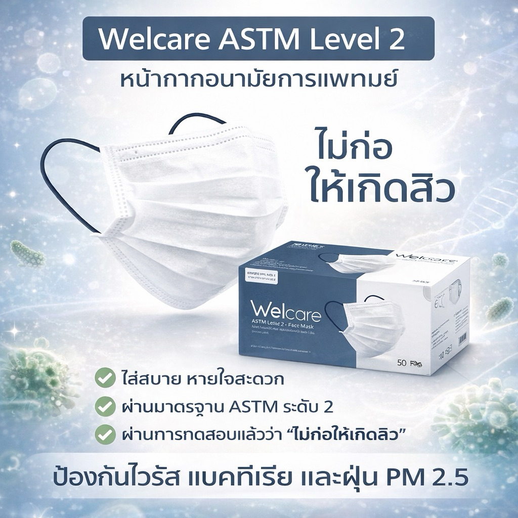 Welcare Mask Level 2 Medical Series หน้ากากอนามัยทางการแพทย์เวลแคร์ ระดับ 2