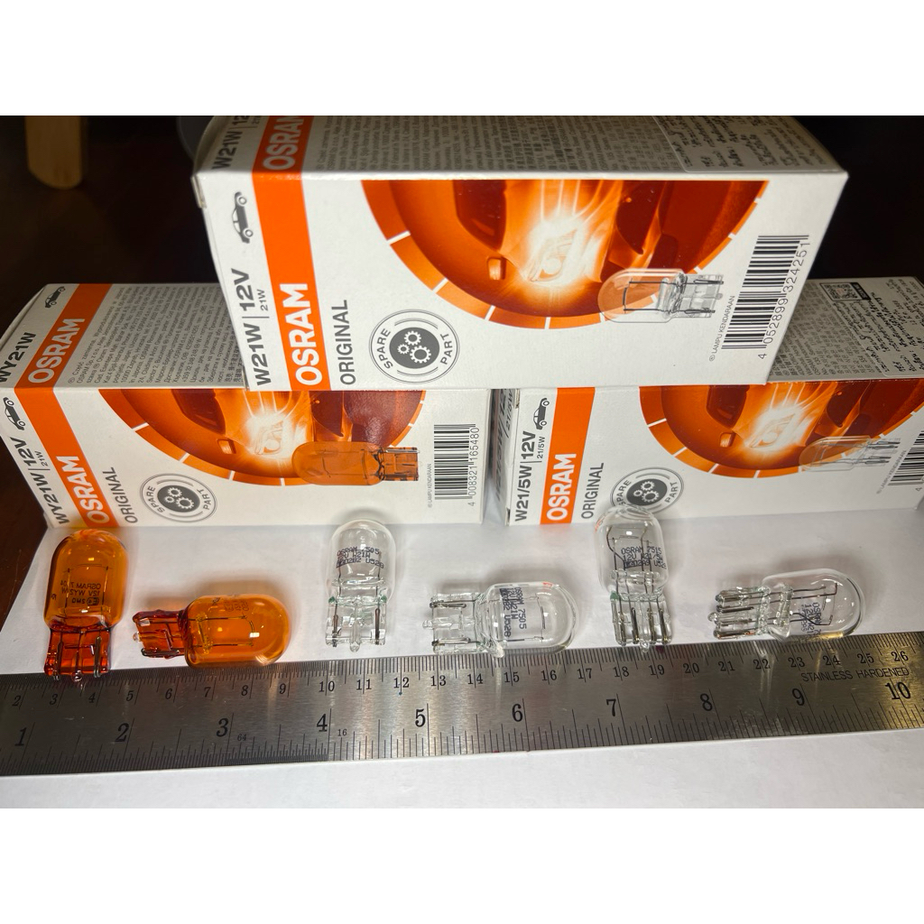 หลอดไฟท้าย เบรก เลี้ยวหลัง ขั้วเสียบ T20 OSRAM 12V W21W 7505 W21/5w 7515 WY21w 7504