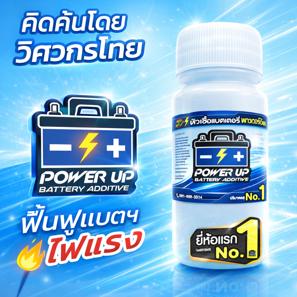 น้ำยาฟื้นฟูแบตเตอรี่ 2,200 รีวิว พาวเวอร์อัพ ของแท้ ยี่ห้อแรก 1 ขวด