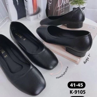 รองเท้าทรงหัวตัด ไซซ์ใหญ่ส้นสูง 1 นิ้ว ถูกระเบียบรุ่น k-9105(ไซซ์41-45)