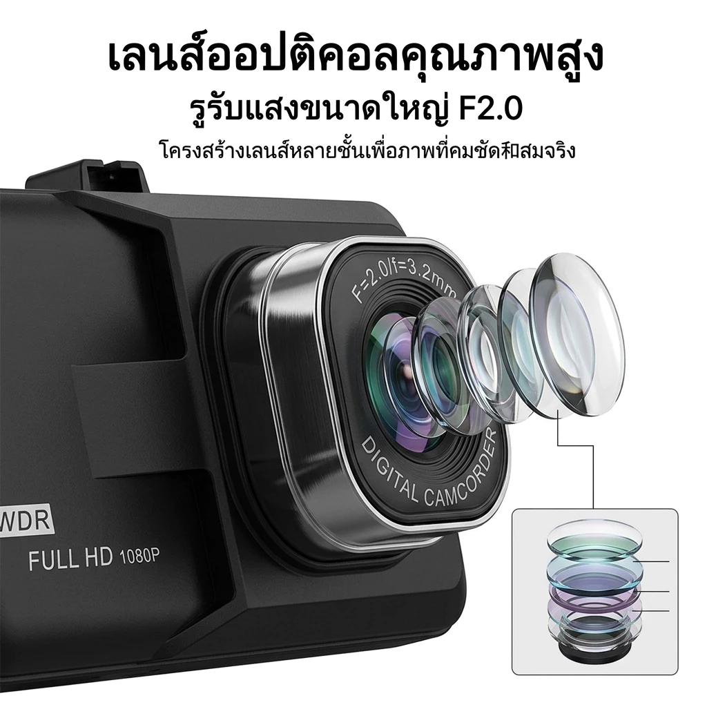 กล้องติดรถยนต์หน้า/หลัง รุ่น บันทึกภาพ Full HD 4K เลนส์มุมกว้าง 270/กล้องติดรถยนต์หน้าหลัง thumbnail 9