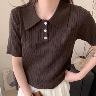 LITTLEMOM-เสื้อโปโลลายเปียสำหรับผู้หญิง รุ่น POLOO