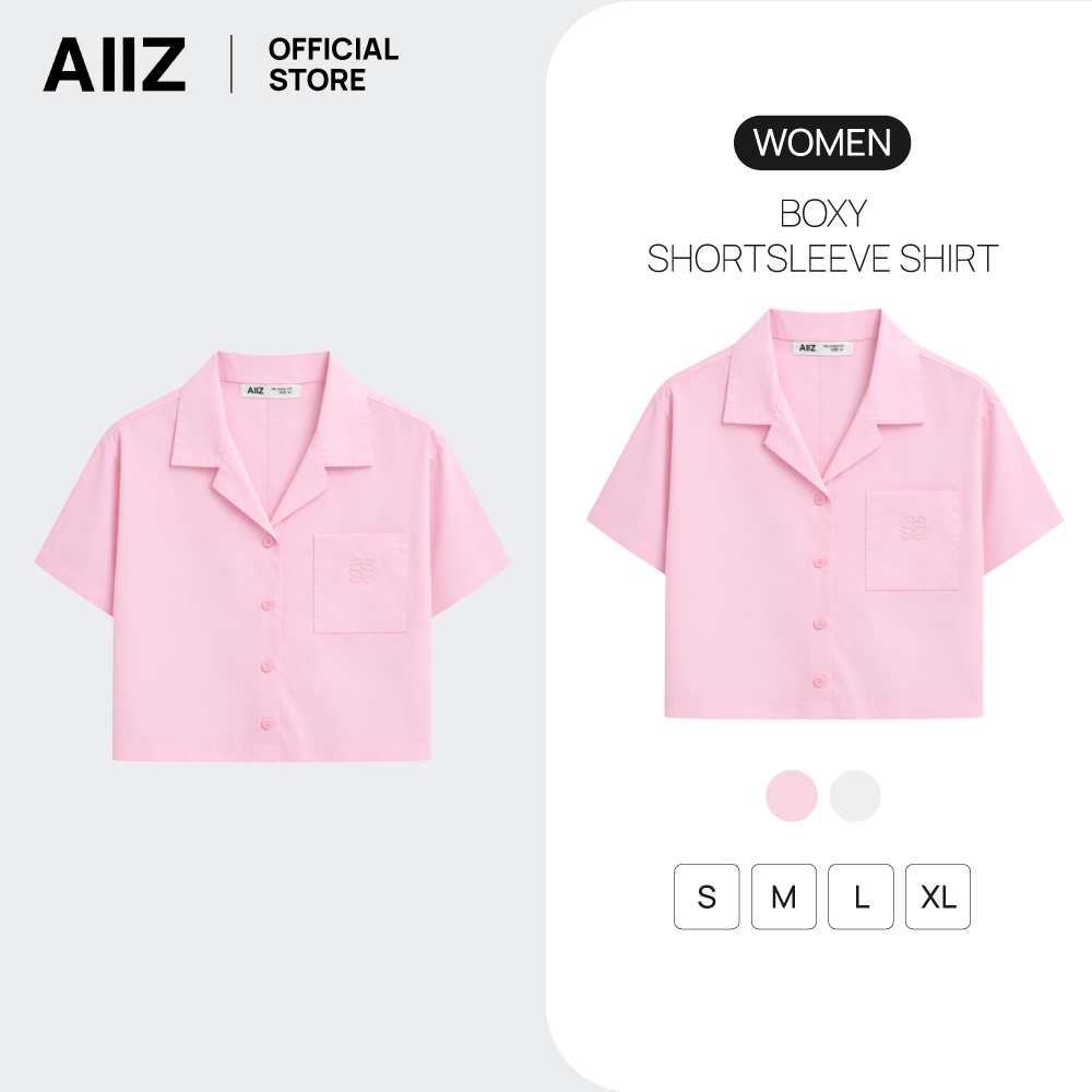AIIZ (เอ ทู แซด) - AIIZ เสื้อเชิ้ตผู้หญิงแขนสั้นตัวสั้น AIIZ Women's Boxy Short Sleeve Shirt