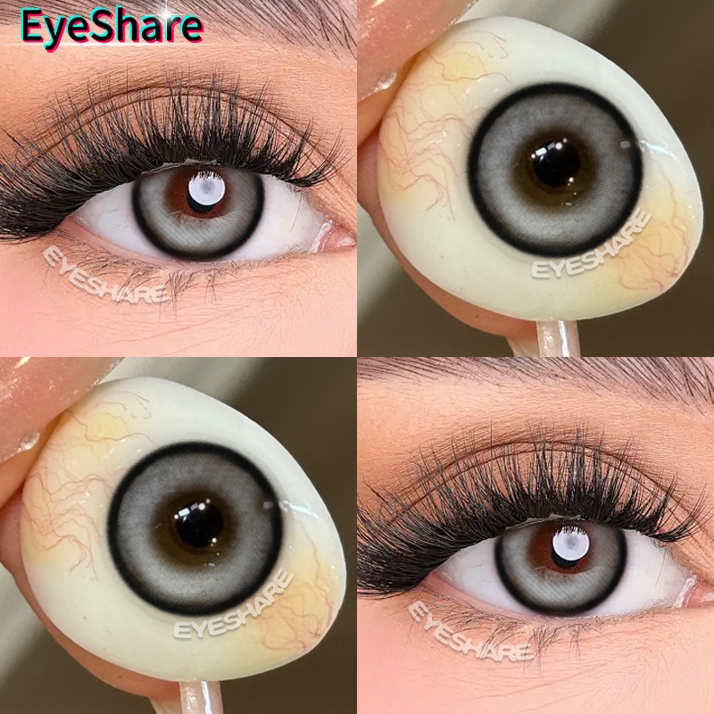 {COD}-Eyeshare BUBBLE-100°-600° สีเทาคอนแทคเลนส์สายตาสั้นน่ารักตาโต 14.5 มม.คอนแทคเลนส์สีสำหรับหนึ่งปีจัดส่งฟรี