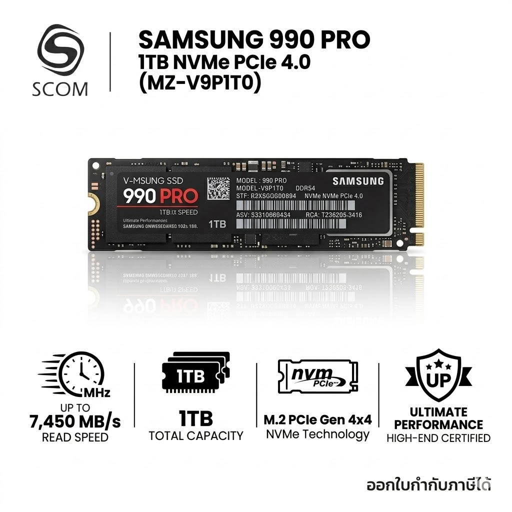 (SSD) 1TB SAMSUNG 990 PRO SSD M.2 PCIe NVMe (MZ-V9P1T0)
