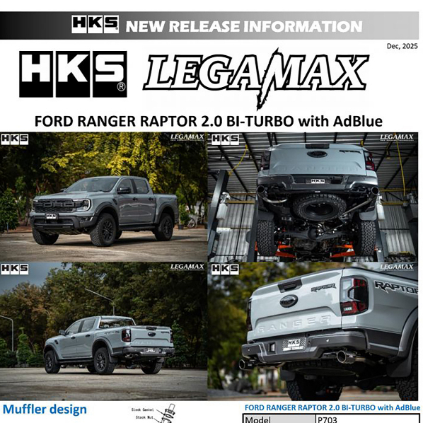 ท่อ HKS ตรงรุ่น Ford Raptor Adblue ปลายคู่ Carbon เครื่อง 2.0L