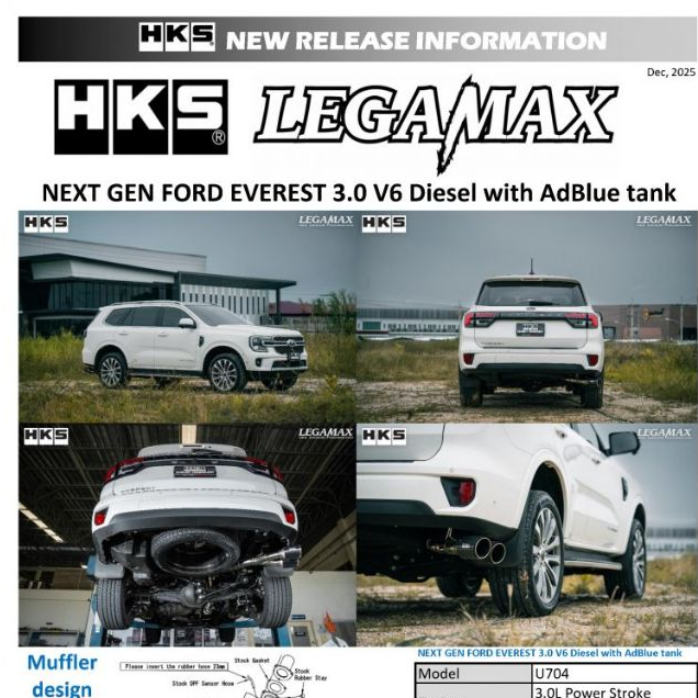 ท่อ HKS Ford Everest Next Gen ปลาย Carbon 3.0V6 ออกข้าง ADBlue