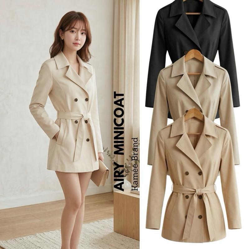 Kamee Airy MiniCoat เทรนช์โค้ทผ้า Cottonspandex (ใส่คลุมกันหนาวอากาศ 5-15 องศา)