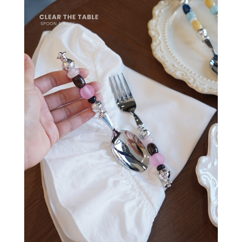 Clear The Table ช้อนส้อมสแตนเลส Color Beads Spoon & Fork Stainless